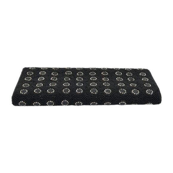 Deepa Gurnani Pattern Handmade Bead/Crystal Evening Bag Clutch Black NEW FLAWS - Picture 10 of 15